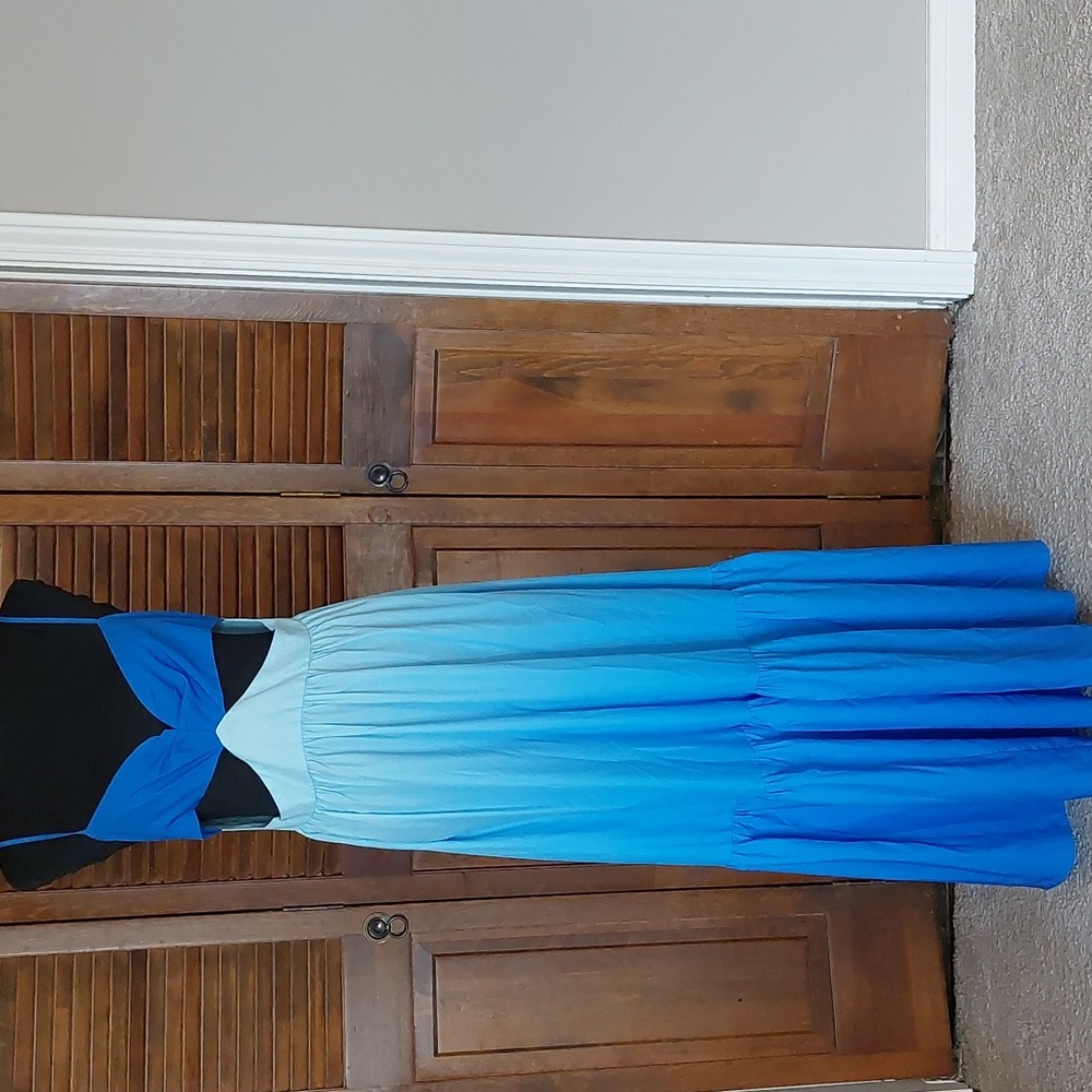 Commense Blue Ombre Backless Cutout Cami Maxi Dress with Tags Sz L - Picture 4 of 16